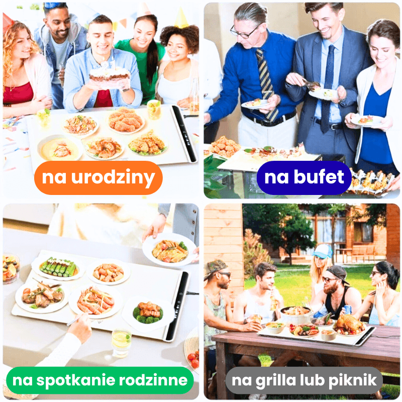 TermoMata - Składana Mata Elektryczna Podgrzewająca Jedzenie Dla 6 Osób | Ciepły Posiłek Gdziekolwiek Jesteś!